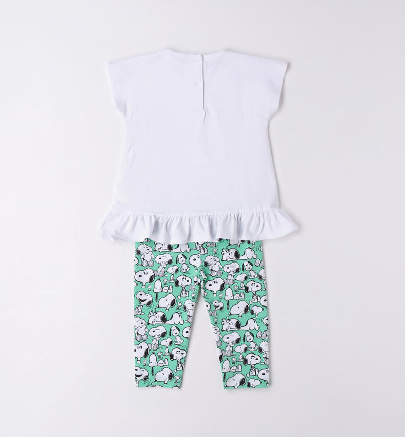 Sarabanda Snoopy outfit for girls from 9 months to 8 years BIANCO-VERDE-6WD2