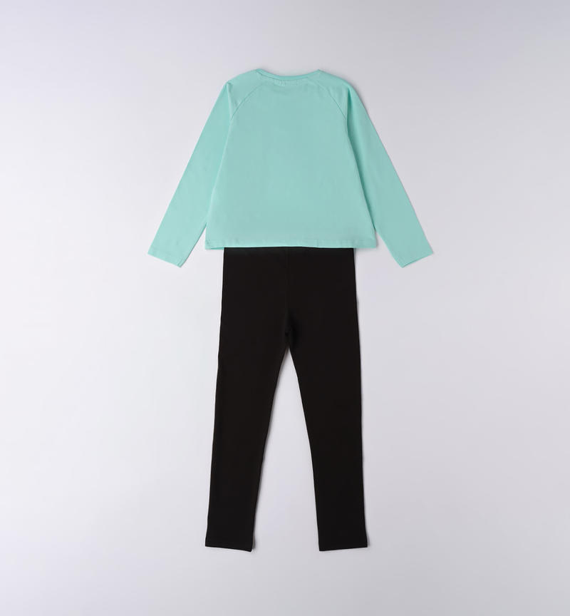 Completo sportivo ragazza da 8 a 16 anni Sarabanda VERDE CHIARO-4634