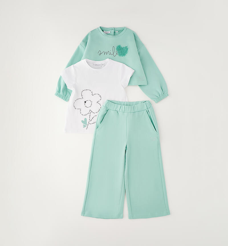Three-piece set for girls VERDE CHIARO-4846