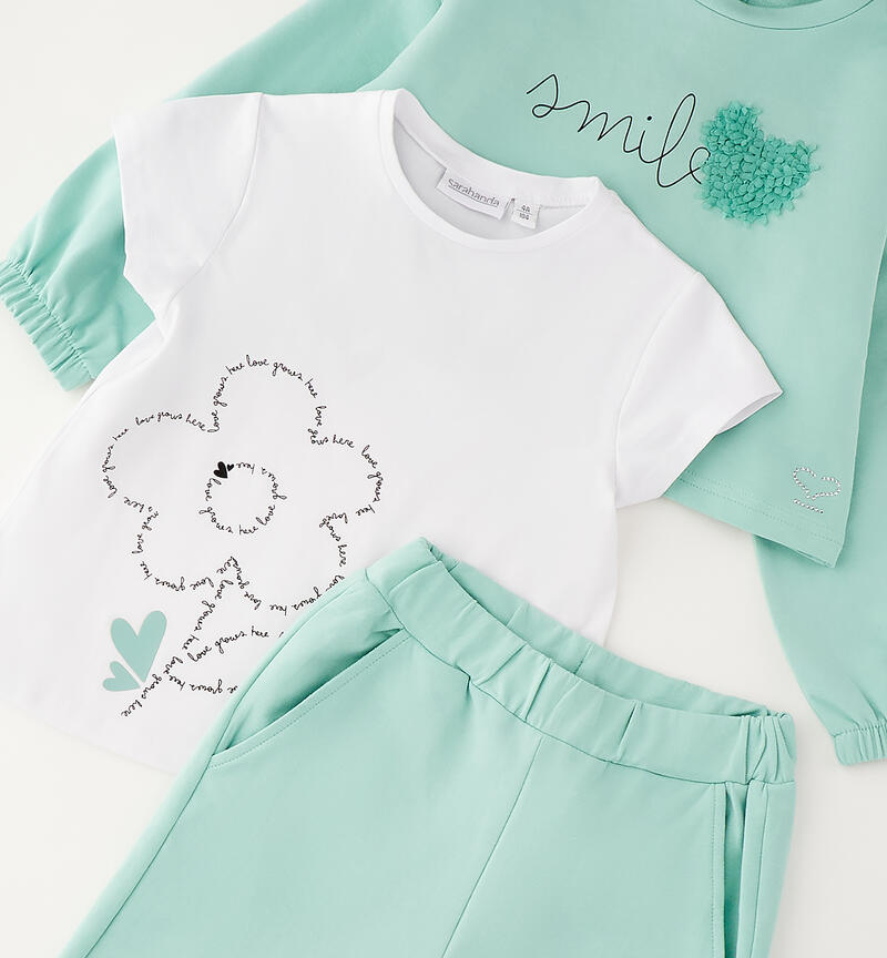 Three-piece set for girls VERDE CHIARO-4846
