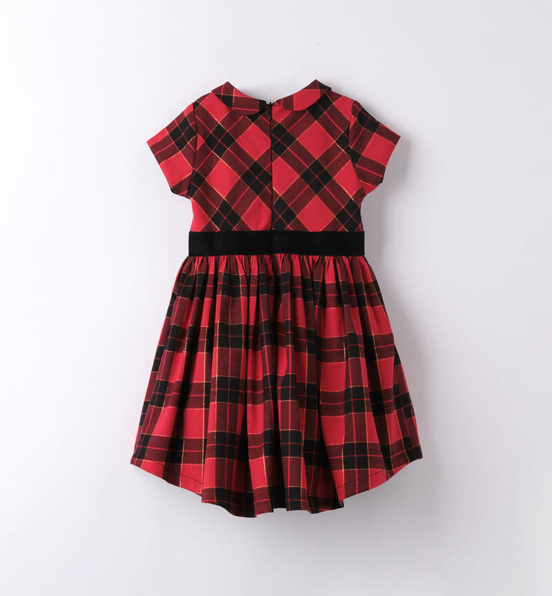 Sarabanda elegant checked dress with a bow for girls from 9 months to 8 years ROSSO-2253