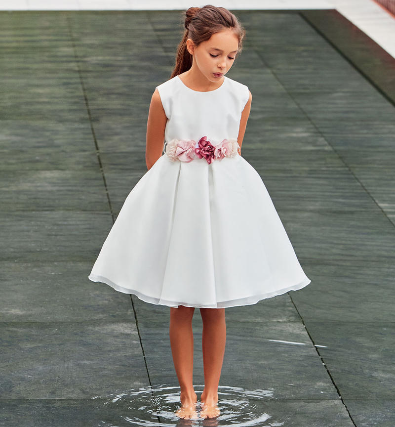 Elegante abito cerimonia bambina da 8 a 16 anni Sarabanda PANNA ROSA-8146