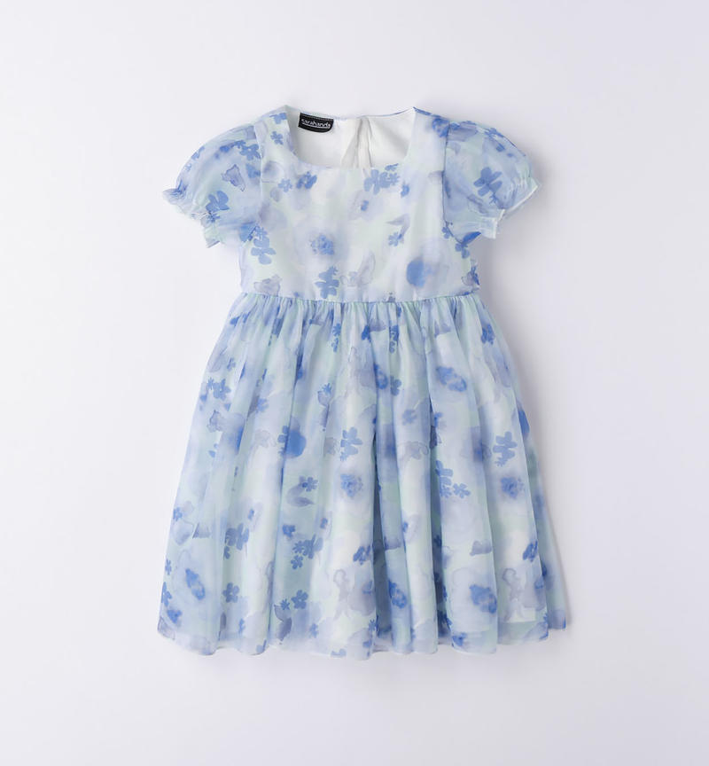 Sarabanda elegant floral dress for girls from 9 months to 8 years BIANCO-AZZURRO-6WC8