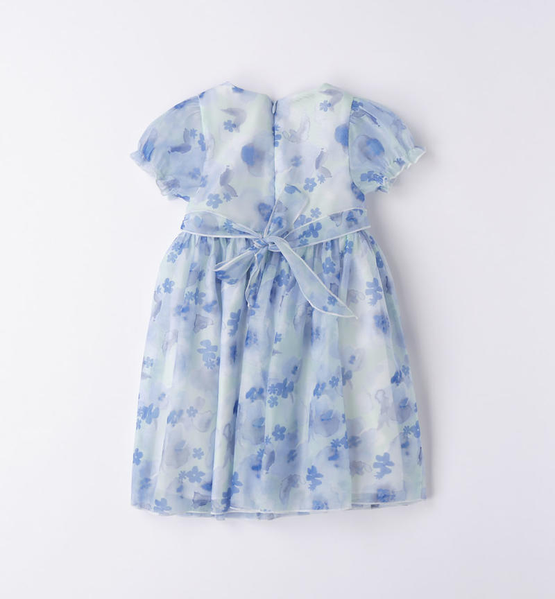 Sarabanda elegant floral dress for girls from 9 months to 8 years BIANCO-AZZURRO-6WC8