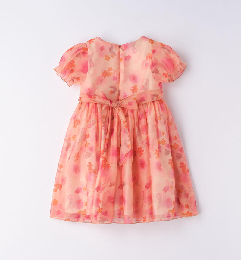 Sarabanda elegant floral dress for girls from 9 months to 8 years PANNA-MANDARINO-6VT1