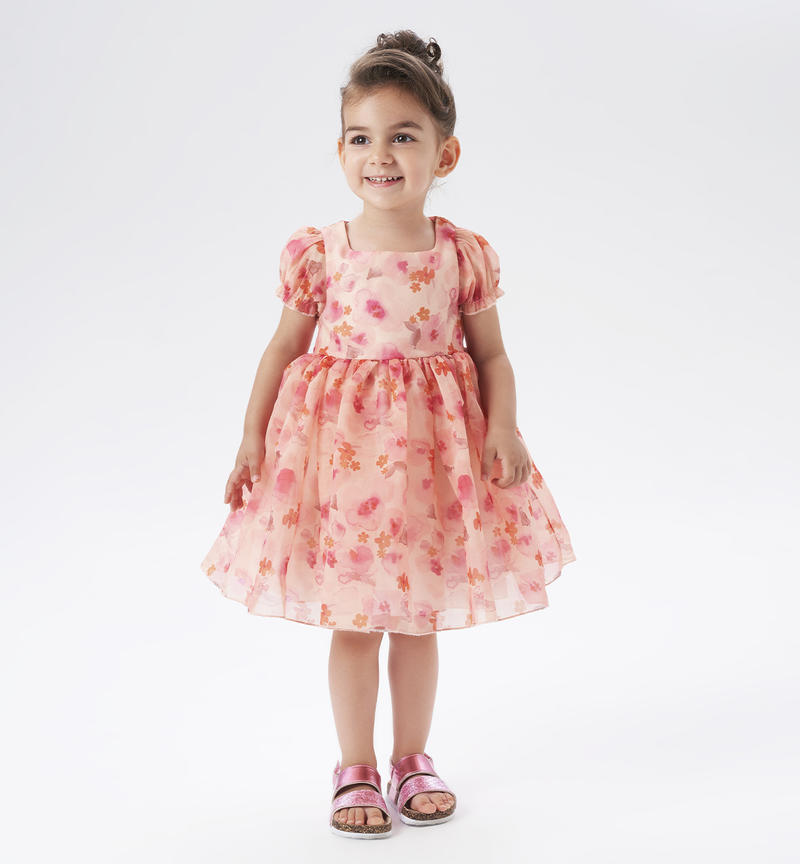 Elegante abito floreale bambina da 9 mesi a 8 anni Sarabanda PANNA-MANDARINO-6VT1