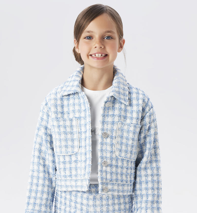 Sarabanda elegant check jacket for girls from 8 to 16 years BLU-3632