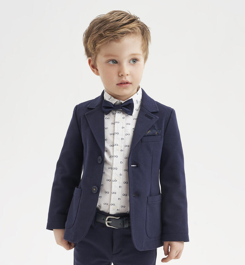 Sarabanda elegant jacket with a handkerchief for boys from 9 months to 8 years NAVY-3854