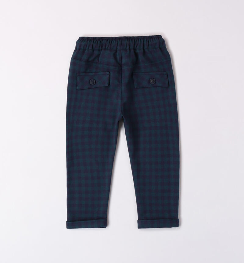 Sarabanda elegant checked trousers for boys from 9 months to 8 years DARK GREEN-4586