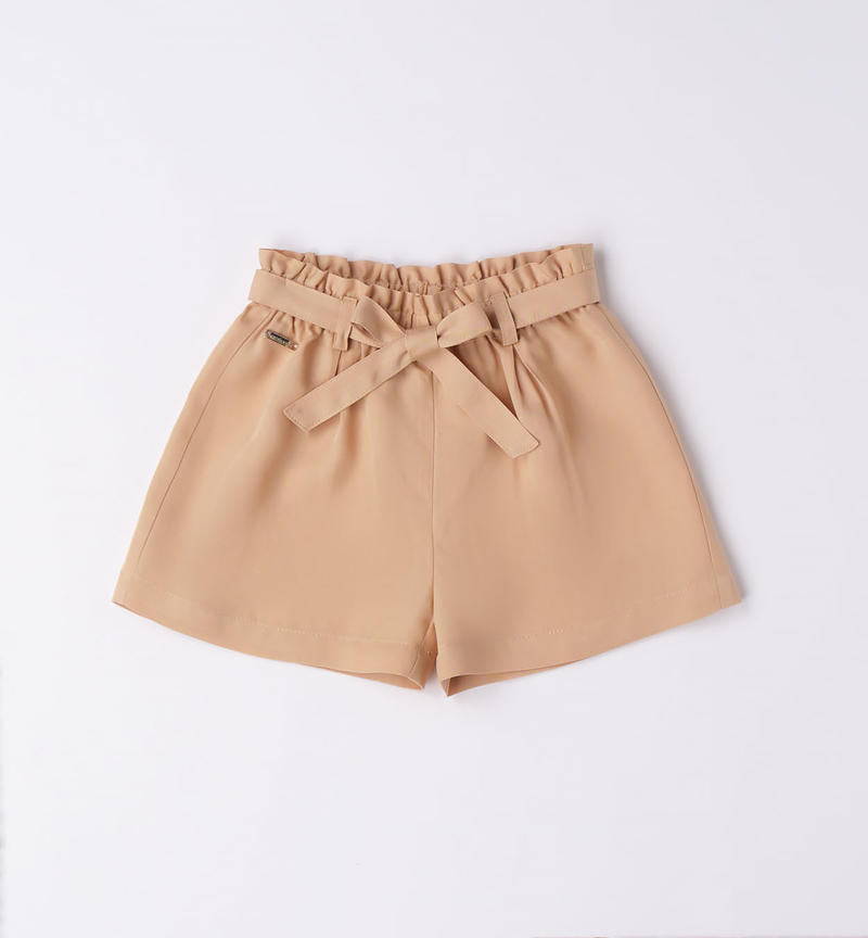 Sarabanda elegant shorts for girls from 9 months to 8 years BEIGE-0732