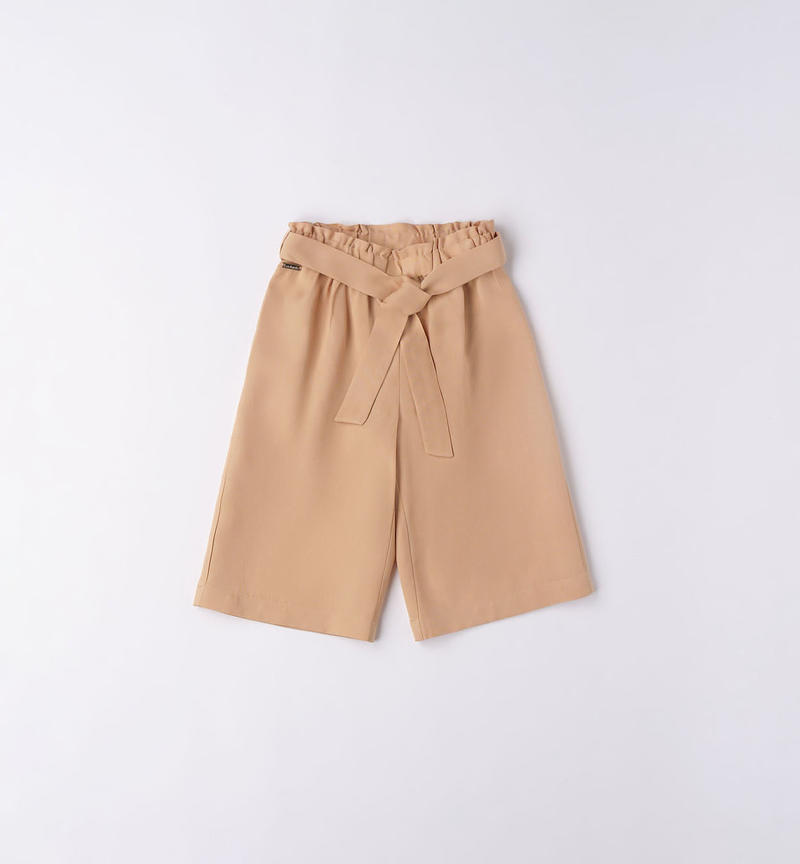 Sarabanda elegant cropped trousers for girls from 9 months to 8 years BEIGE-0732