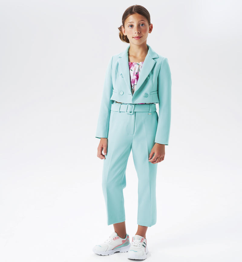 Sarabanda elegant long trousers for girls from 8 to 16 years VERDE ACQUA-4636