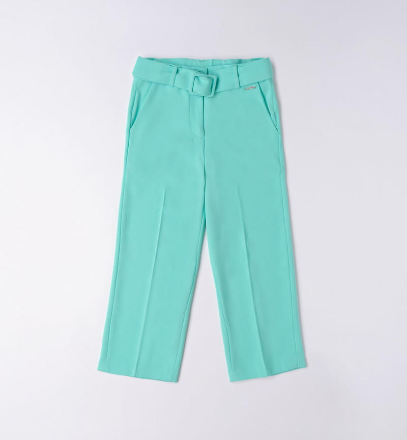 Sarabanda elegant long trousers for girls from 8 to 16 years VERDE ACQUA-4636