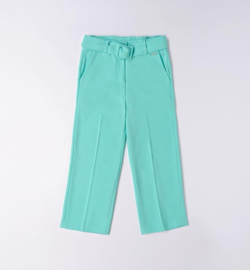 Sarabanda elegant long trousers for girls from 8 to 16 years VERDE ACQUA-4636