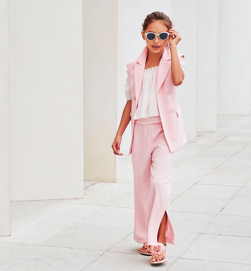 Sarabanda elegant trousers for girls from 8 to 16 years ROSA CHIARO-2617