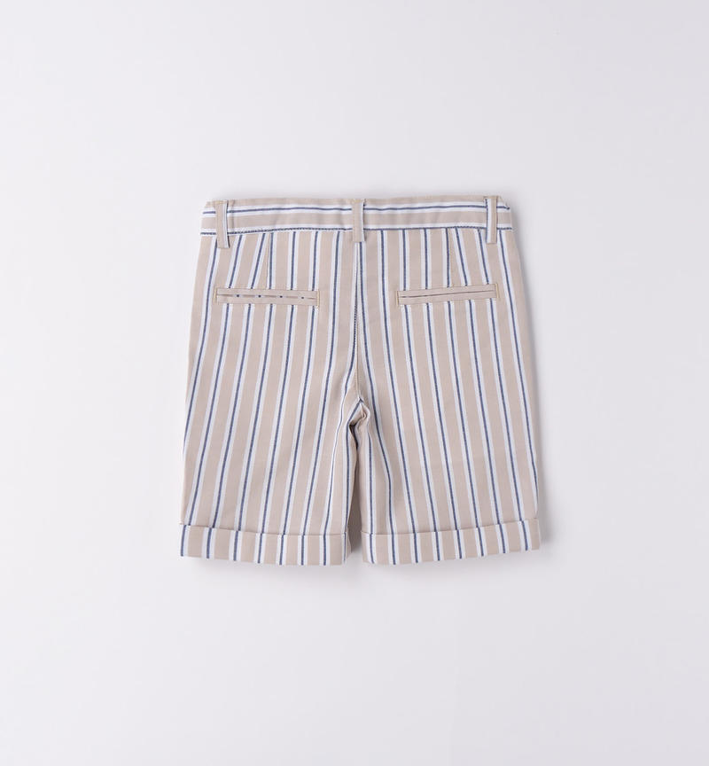 Sarabanda elegant striped shorts for boys from 9 months to 8 years BEIGE-0435