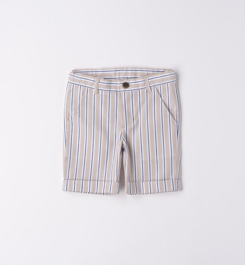 Sarabanda elegant striped shorts for boys from 9 months to 8 years BEIGE-0435
