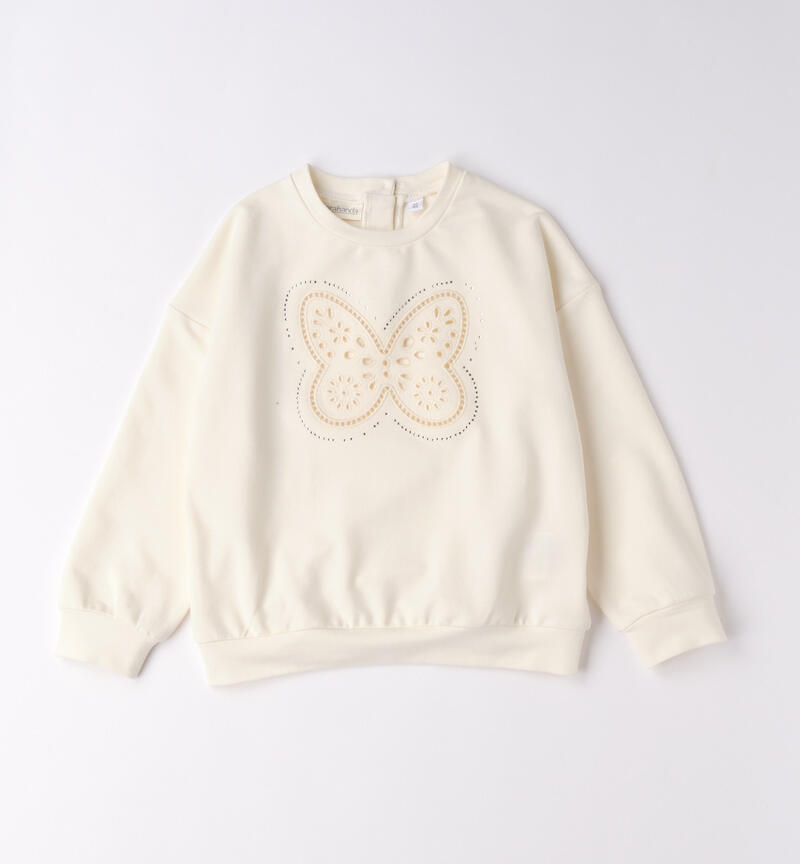 Girls' sweatshirt with butterfly LATTE-0115