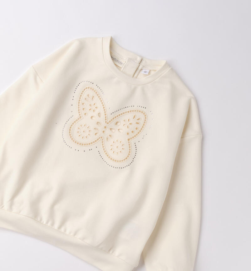Girls' sweatshirt with butterfly LATTE-0115