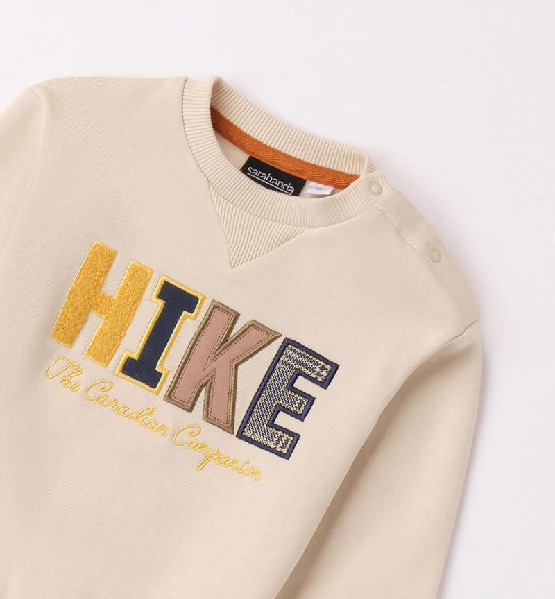 Sarabanda "Hike" sweatshirt for boys from 9 months to 8 years ECRU'-0164