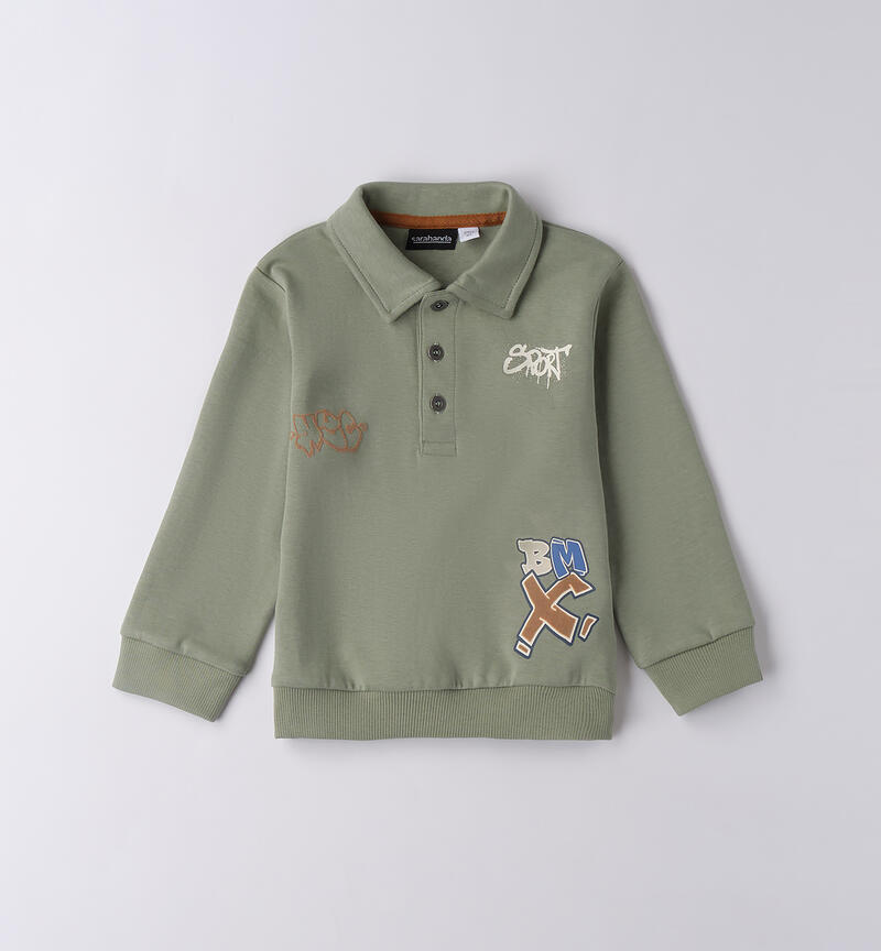 Felpa bambino modello polo VERDE SALVIA-4921