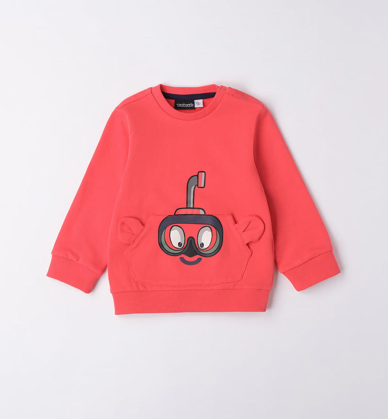 Sarabanda sweatshirt with a fun print for boys from 9 months to 8 years ROSSO-2152
