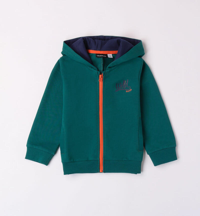 Sarabanda sweatshirt with spines for boys from 9 months to 8 years VERDE-4517