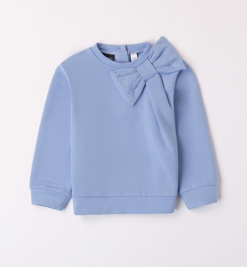 Sarabanda bow sweatshirt for girls from 9 months to 8 years LIGHT BLUE-3623