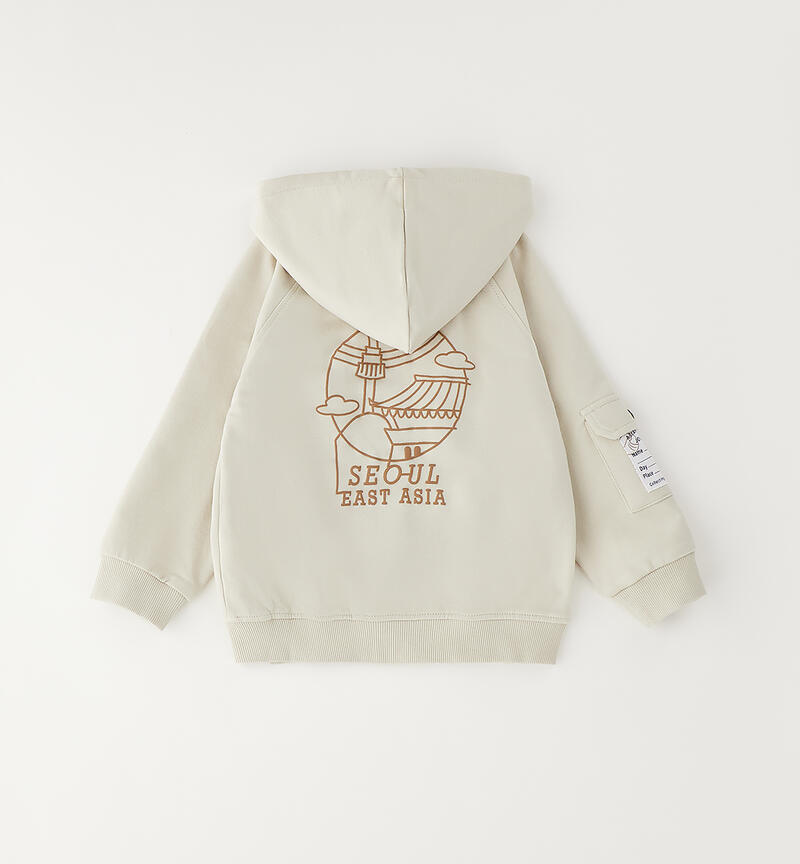 Children's zip-up sweatshirt BEIGE-0172