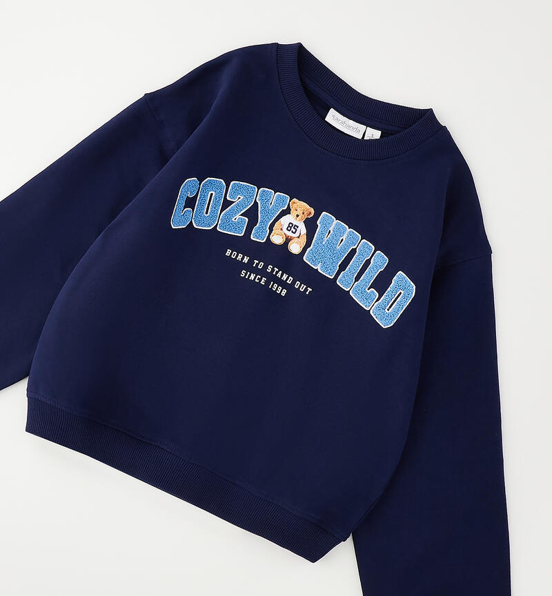 Girls' crewneck sweatshirt NAVY-3854