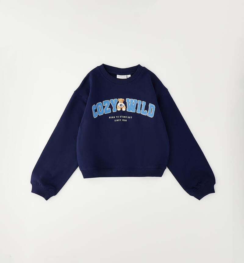 Girls' crewneck sweatshirt NAVY-3854