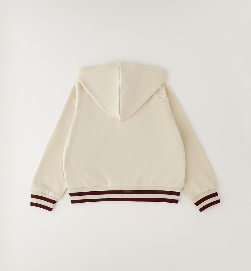 Girl's full-zip sweatshirt ECRU'-0164