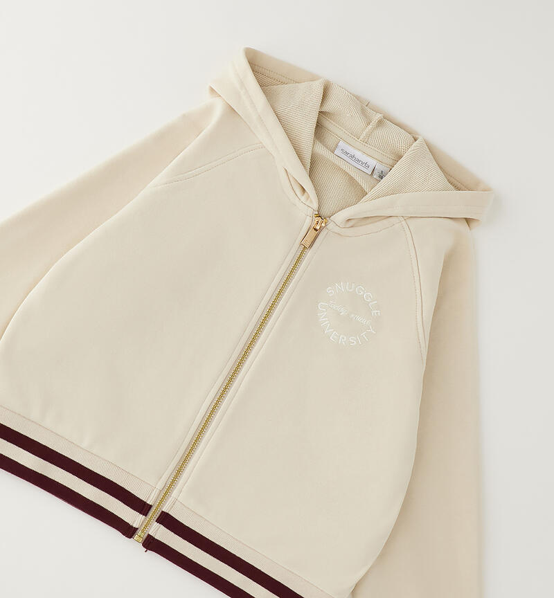 Girl's full-zip sweatshirt ECRU'-0164