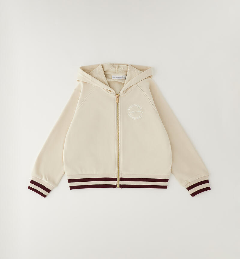 Girl's full-zip sweatshirt ECRU'-0164