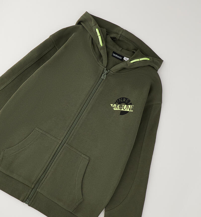 Felpa full-zip ragazzo VERDE MILITARE-5554