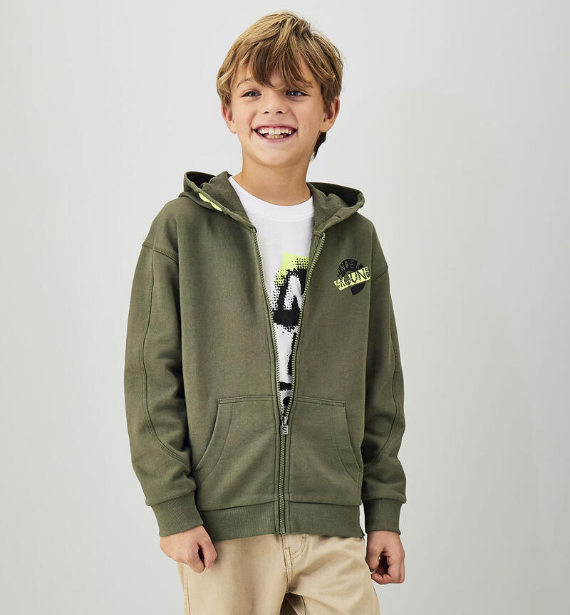 Felpa full-zip ragazzo VERDE MILITARE-5554