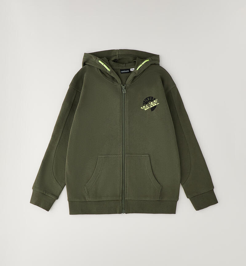 Felpa full-zip ragazzo VERDE MILITARE-5554