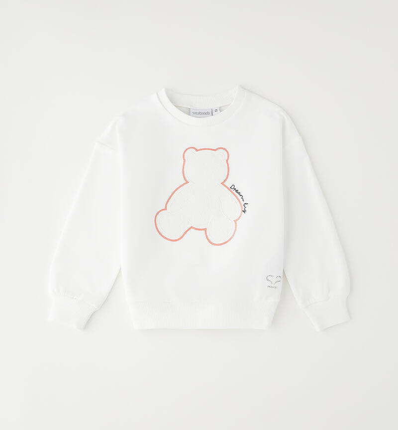 Girls' crewneck sweatshirt BIANCO-0113