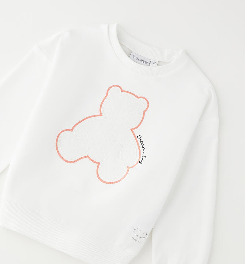 Girls' crewneck sweatshirt BIANCO-0113