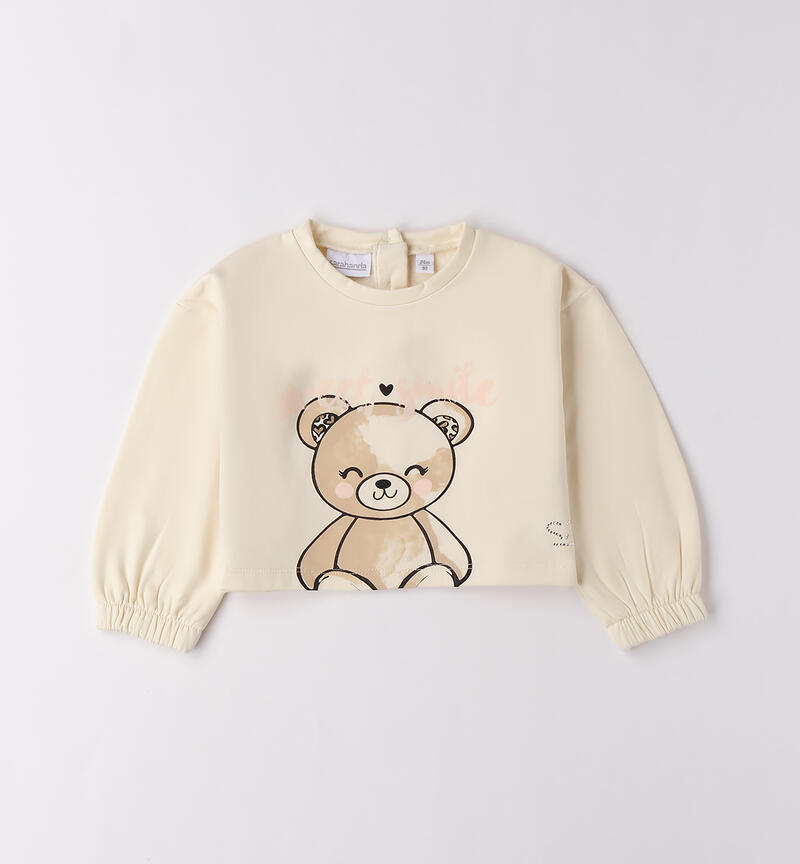 Felpa girocollo bambina CREMA-0921