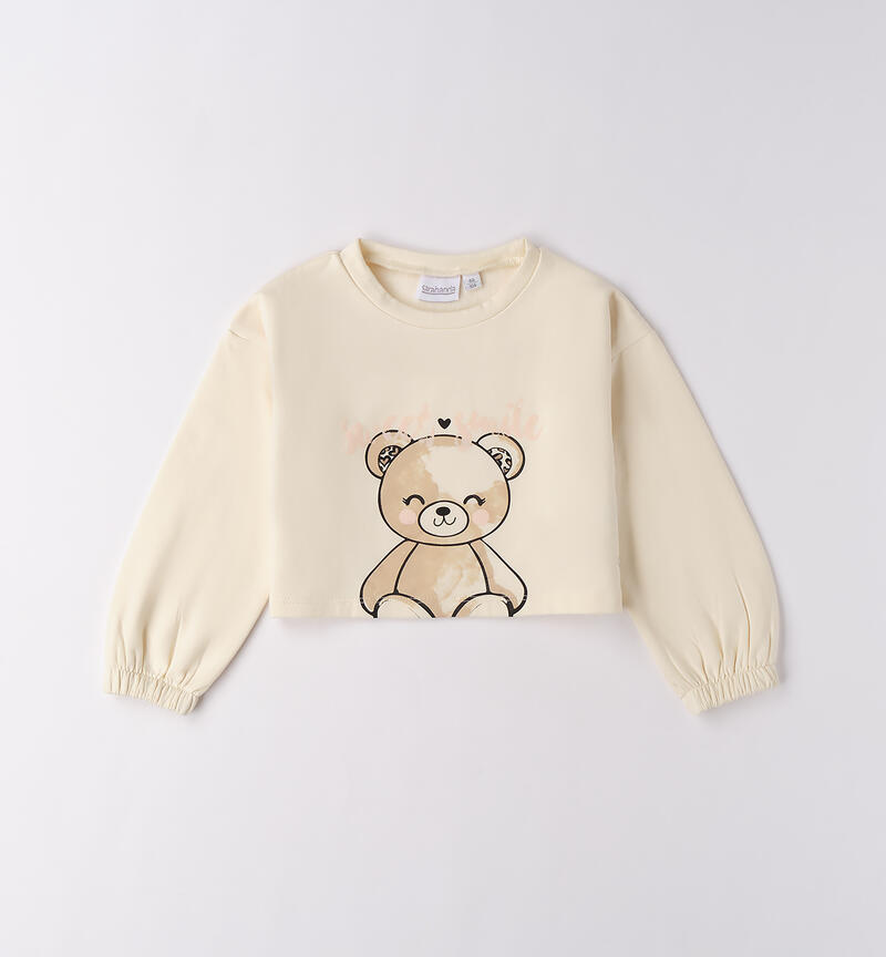 Felpa girocollo bambina CREMA-0921