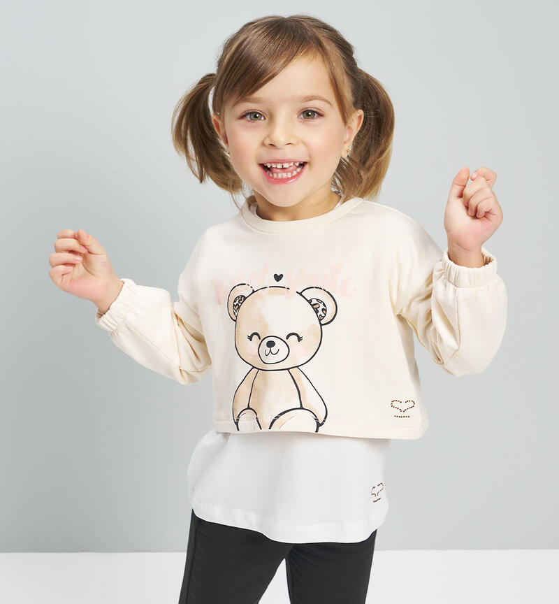 Girl's crew-neck sweatshirt CREMA-0921