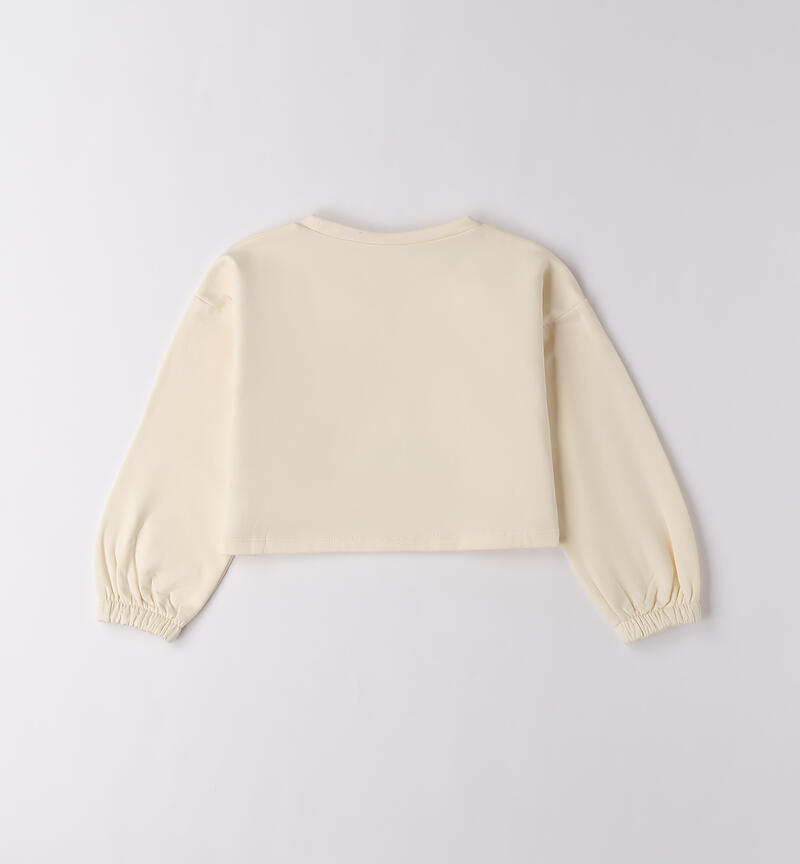 Felpa girocollo bambina CREMA-0921