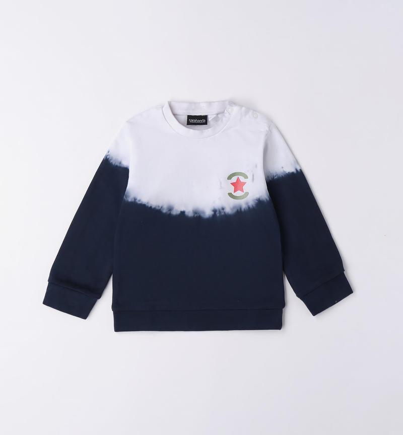 Sarabanda 100% cotton crew neck sweatshirt for boys from 9 months to 8 years BIANCO-BLU-8216