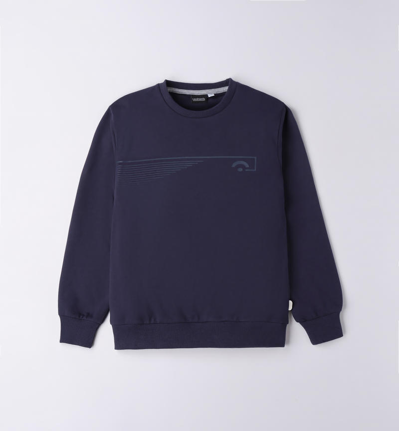 Sarabanda 100% cotton crew neck sweatshirt for boys from 8 to 16 years NAVY-3854