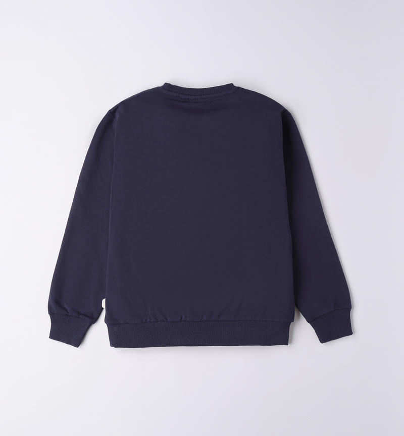 Sarabanda 100% cotton crew neck sweatshirt for boys from 8 to 16 years NAVY-3854