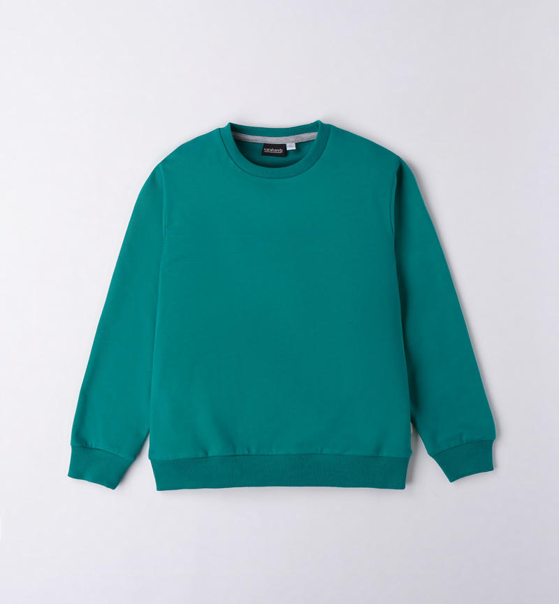 Sarabanda 100% cotton crew neck sweatshirt for boys from 8 to 16 years VERDE-4456