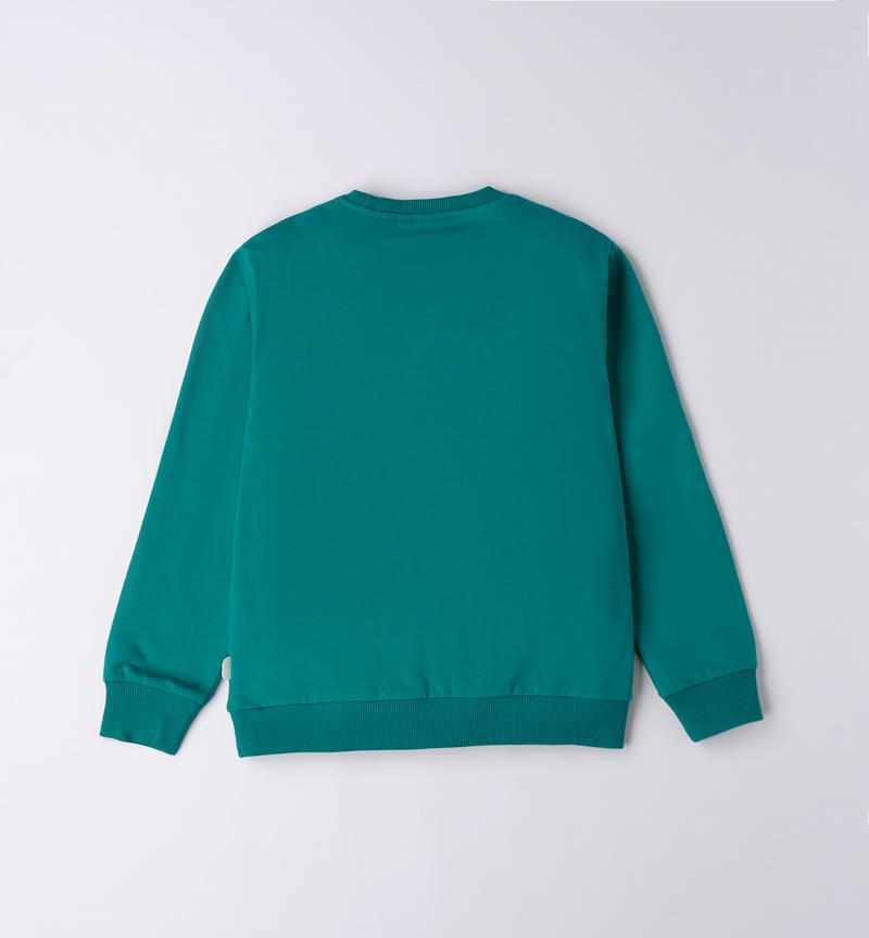 Sarabanda 100% cotton crew neck sweatshirt for boys from 8 to 16 years VERDE-4456