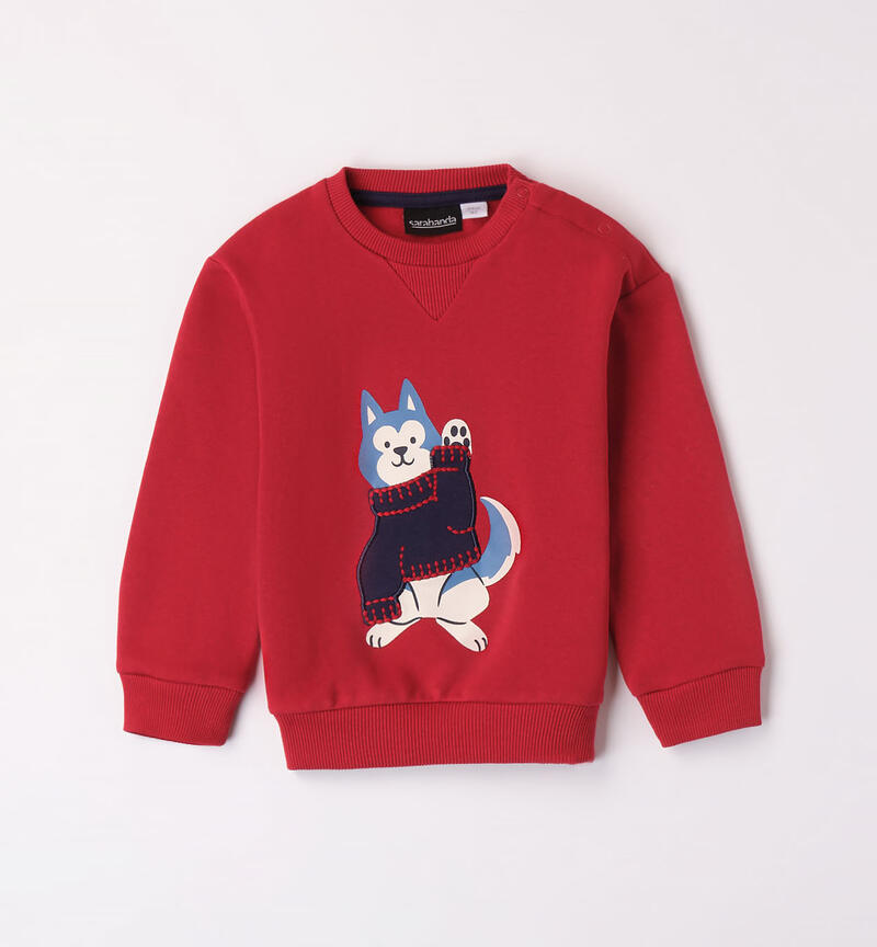 Sarabanda winter crew neck sweatshirt for boys from 9 months to 8 years ROSSO-2259