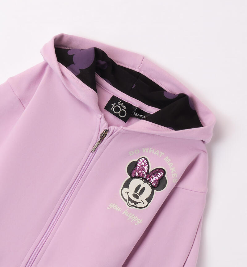 Felpa Minnie con cappuccio per bambina da 3 a 8 anni Sarabanda ORCHIDEA-3322